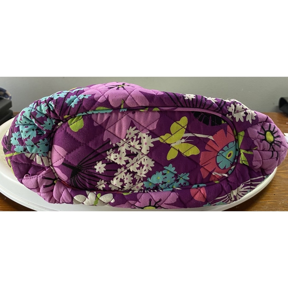 Vera Bradley Flutterby Purse Shoulder Bag Purple Flower Butterfly NWT 8.5x12x4" - Picture 5 of 11